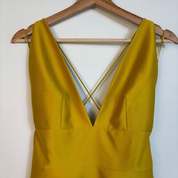 Anthropologie BHLDN Shelby A Line Midi Dress Size 2 Satin Yellow Wedding Formal - Picture 7 of 14
